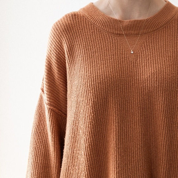 Aerie Oversized Orange Knit Sweater - Picture 3 of 7